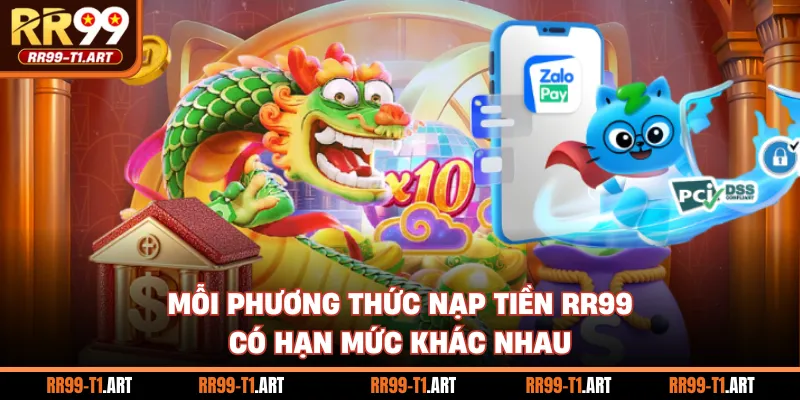Mỗi phương thức nạp tiền RR99 có hạn mức khác nhau